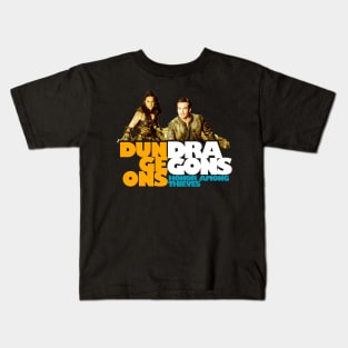 Dungeons & Dragons: Honor Among Thieves 2023 movies  Chris Pine as Edgin and Michelle Rodriguez as Holga fan works graphic design by ironpaette Kids T-Shirt